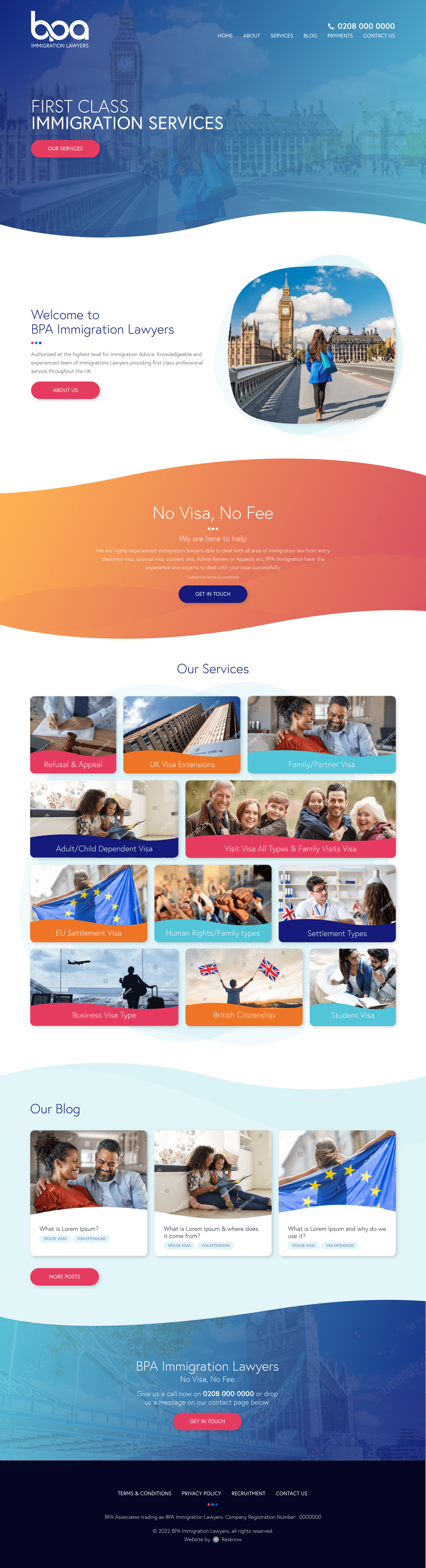 BPA Immigration Lawyers Website Mockup