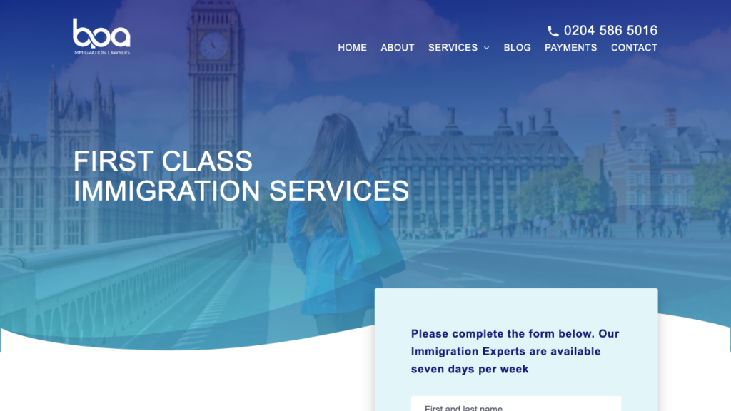 BPA Immigration Lawyers Website Screenshot