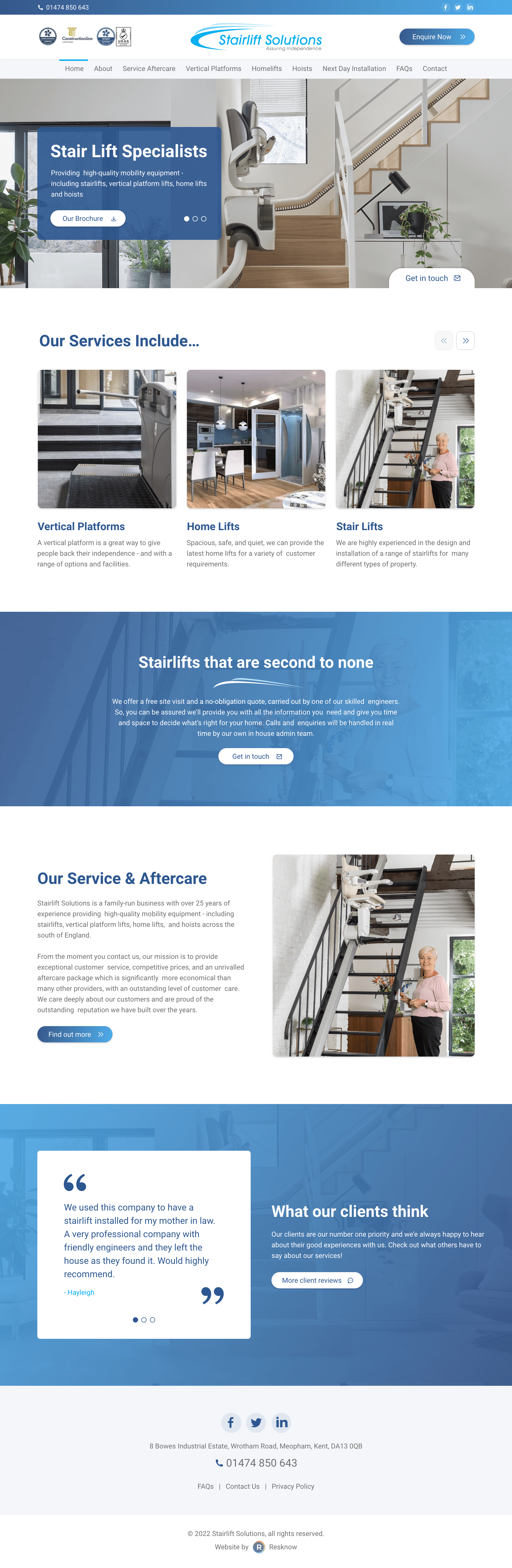 Stairlift Solutions Website Mockup